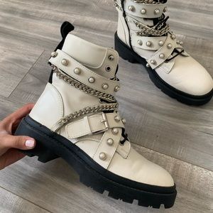 ZARA White Chain Boots